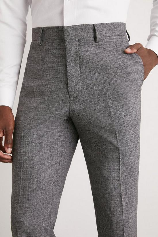 Burton Slim Fit Grey Texture Grid Check Suit Trouser 2