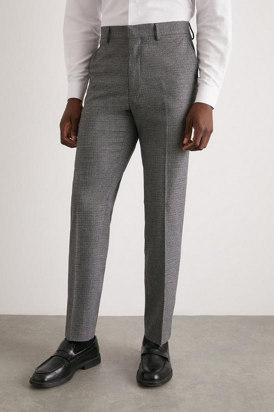 Burton Slim Fit Grey Texture Grid Check Suit Trouser 5