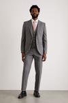 Burton Slim Fit Grey Texture Grid Check Suit Jacket thumbnail 1