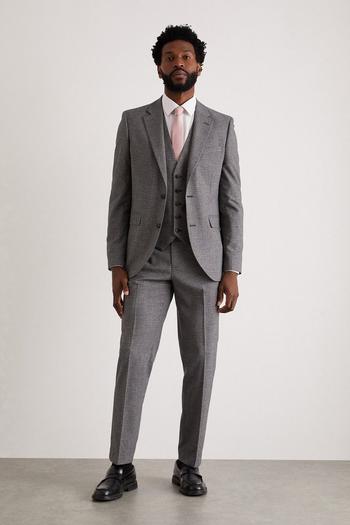 Related Product Slim Fit Grey Texture Grid Check Suit Jacket