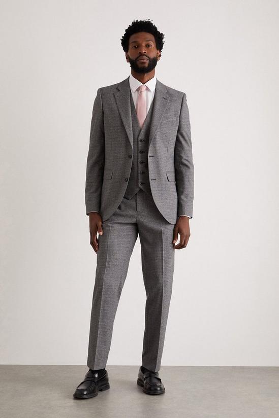 Burton Slim Fit Grey Texture Grid Check Suit Jacket 1