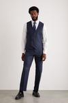 Burton Tailored Fit Navy Small Scale Check Waistcoat thumbnail 2