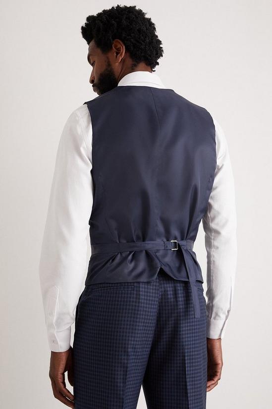 Burton Tailored Fit Navy Small Scale Check Waistcoat 3