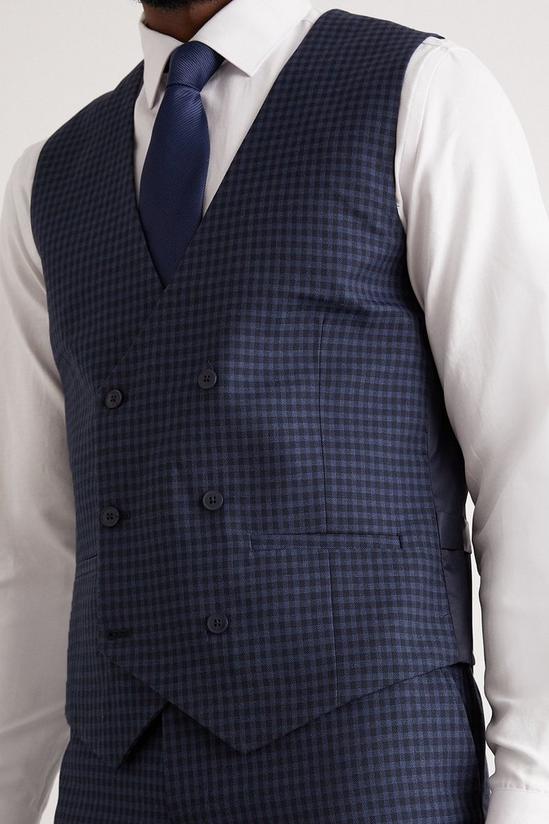 Burton Tailored Fit Navy Small Scale Check Waistcoat 4