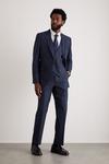 Burton Tailored Navy Small Scale Check Suit Trousers thumbnail 1