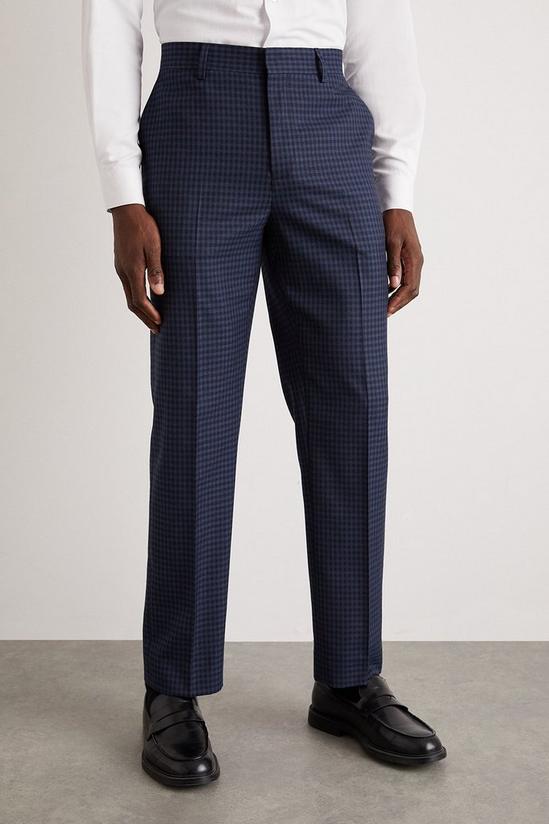 Burton Tailored Navy Small Scale Check Suit Trousers 2
