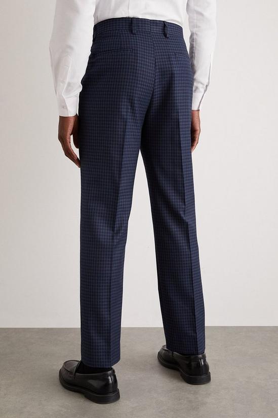 Burton Tailored Navy Small Scale Check Suit Trousers 3
