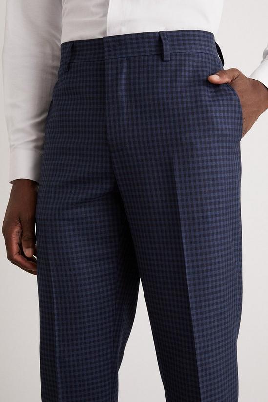 Burton Tailored Navy Small Scale Check Suit Trousers 4