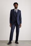 Burton Tailored Navy Small Scale Check Suit Jacket thumbnail 1