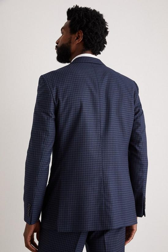 Burton Tailored Navy Small Scale Check Suit Jacket 3