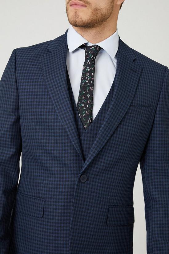 Burton Tailored Navy Small Scale Check Suit Jacket 5