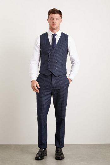 Related Product Slim Fit Navy Small Scale Check Waistcoat