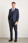 Burton Slim Fit Navy Small Scale Check Suit Trousers thumbnail 1