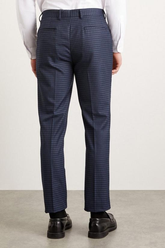 Burton Slim Fit Navy Small Scale Check Suit Trousers 3