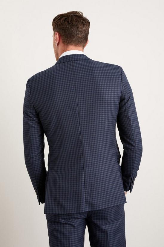 Burton Slim Fit Navy Small Scale Check Suit Jacket 3