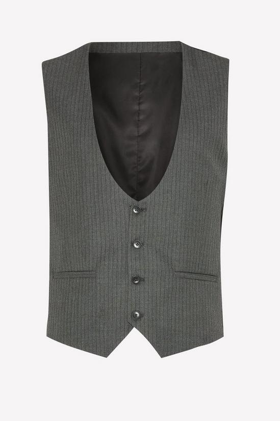 Burton Tailored Fit Charcoal Herringbone Waistcoat 4