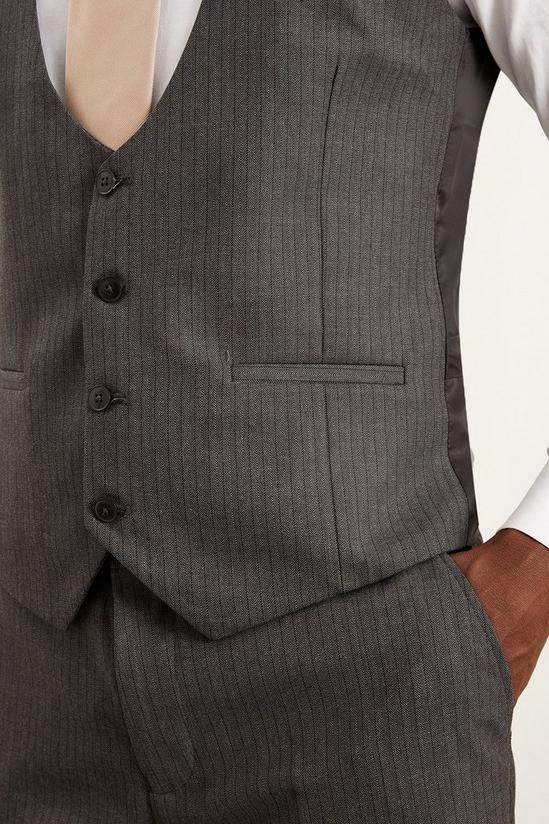 Burton Tailored Fit Charcoal Herringbone Waistcoat 5