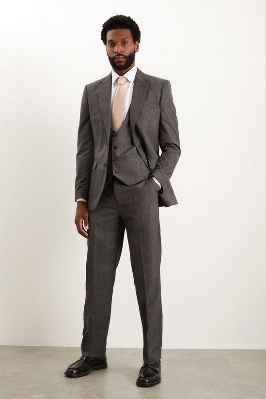 Burton Tailored Fit Charcoal Herringbone Suit Jacket 2