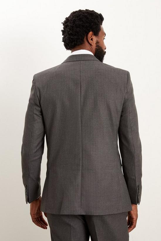 Burton Tailored Fit Charcoal Herringbone Suit Jacket 3