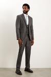 Burton Slim Fit Charcoal Herringbone Suit Trousers thumbnail 1