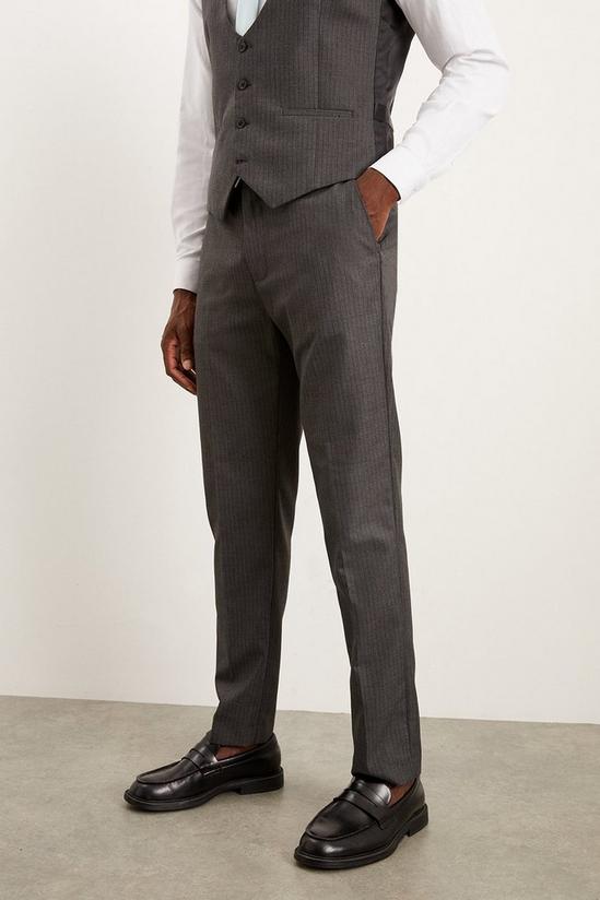 Burton Slim Fit Charcoal Herringbone Suit Trousers 2