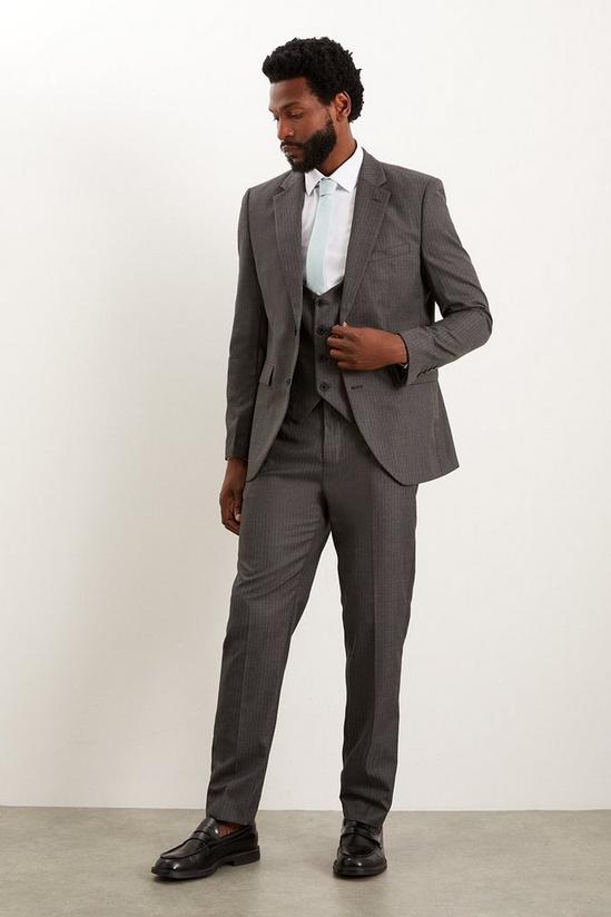 Burton Slim Fit Charcoal Herringbone Suit Jacket 2