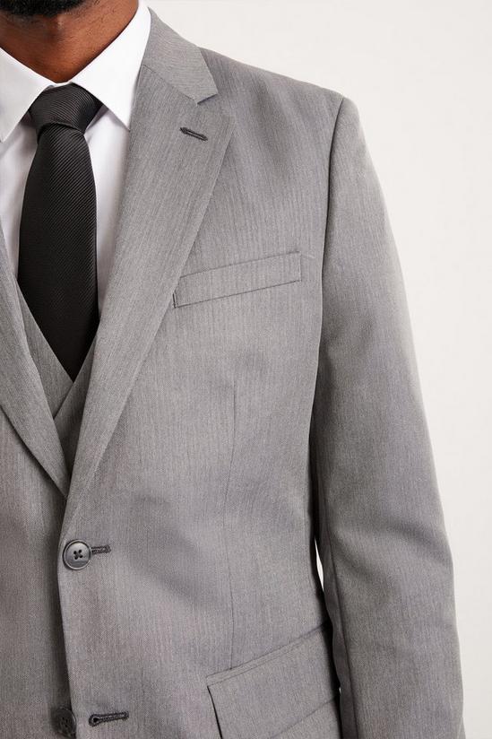 Burton Tailored Fit Grey Mini Herringbone Suit Jacket 4