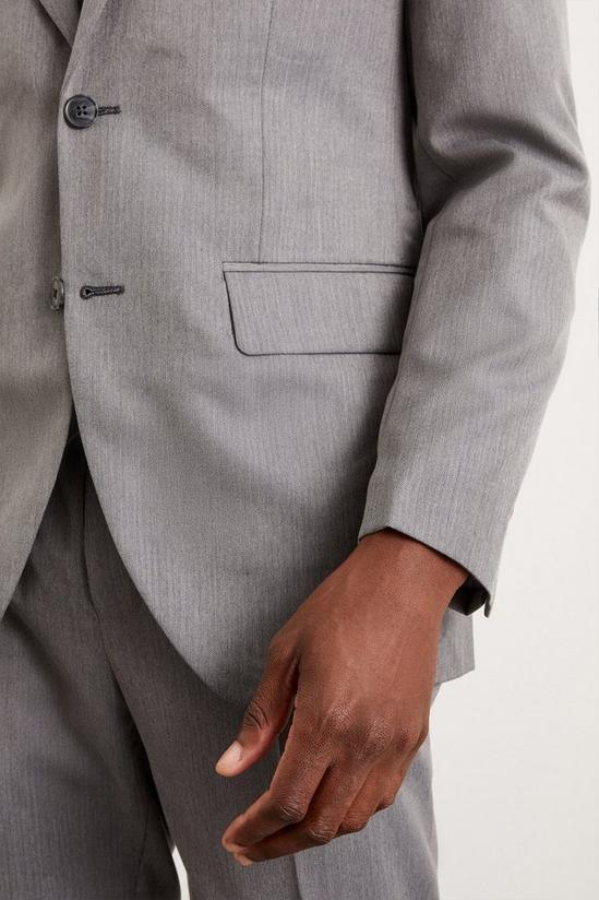 Burton Tailored Fit Grey Mini Herringbone Suit Jacket 5