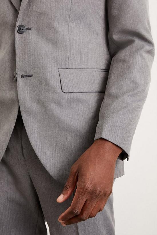Burton Tailored Fit Grey Mini Herringbone Suit Jacket 6