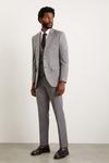 Burton Slim Fit Grey Mini Herringbone Suit Trousers thumbnail 1