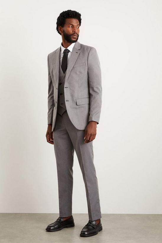 Burton Slim Fit Grey Mini Herringbone Suit Trousers 1