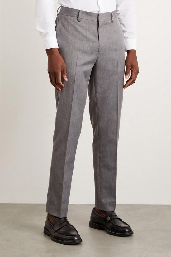 Burton Slim Fit Grey Mini Herringbone Suit Trousers 2