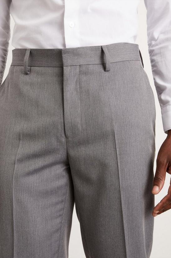 Burton Slim Fit Grey Mini Herringbone Suit Trousers 4