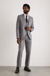Burton Slim Fit Grey Mini Herringbone Suit Jacket thumbnail 1