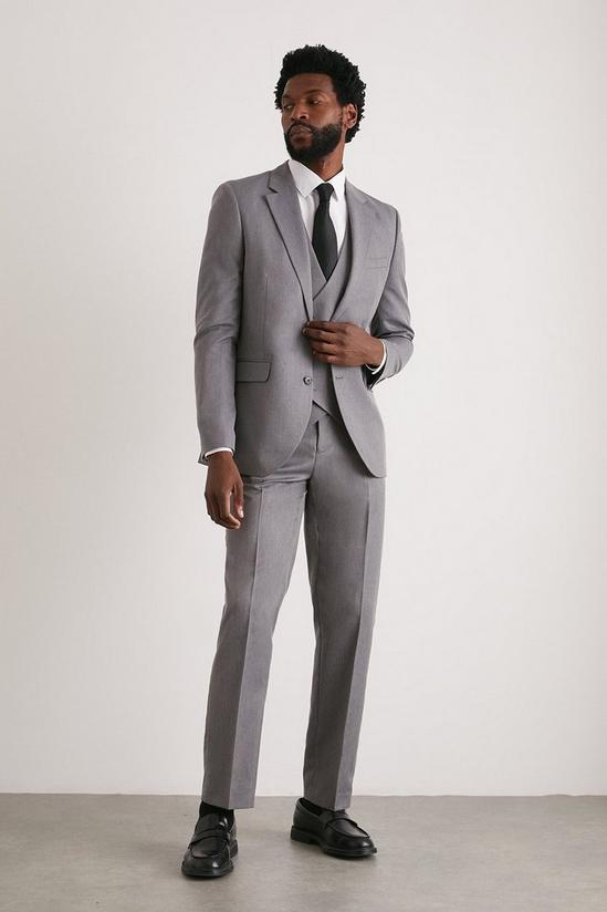 Burton Slim Fit Grey Mini Herringbone Suit Jacket 1
