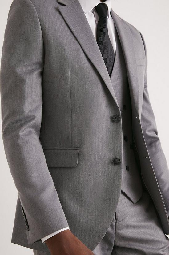 Burton Slim Fit Grey Mini Herringbone Suit Jacket 4