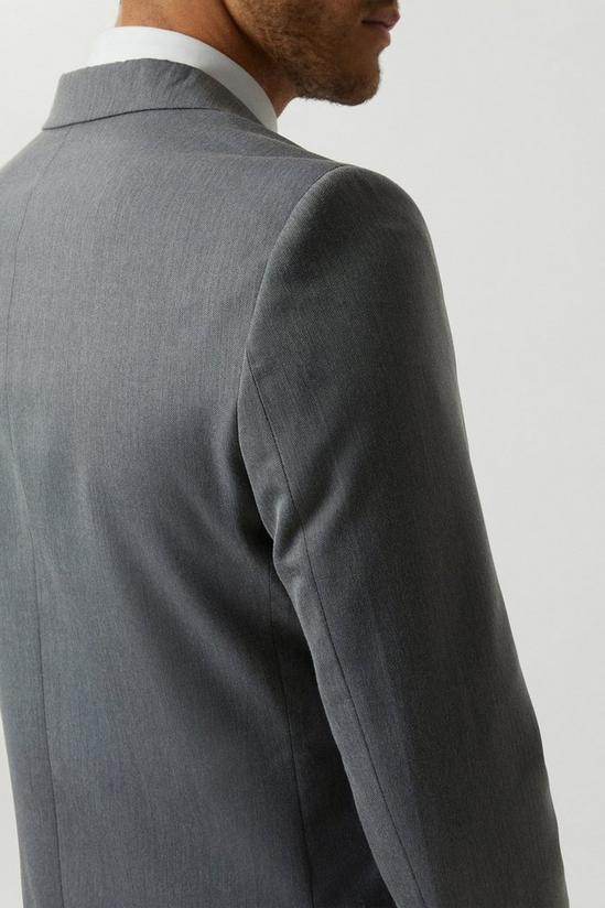 Burton Slim Fit Grey Mini Herringbone Suit Jacket 5