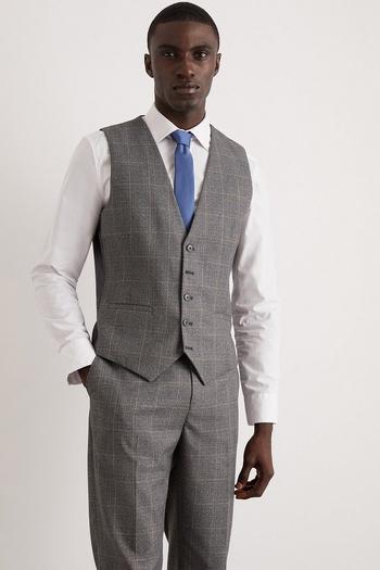 Related Product Skinny Grey Blue Highlight Check Waistcoat