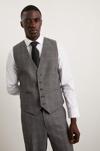 Related Product Slim Grey Blue Highlight Check Waistcoat