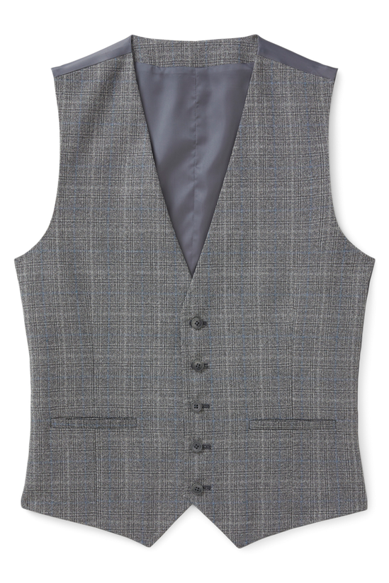 Burton Slim Grey Blue Highlight Check Waistcoat 4