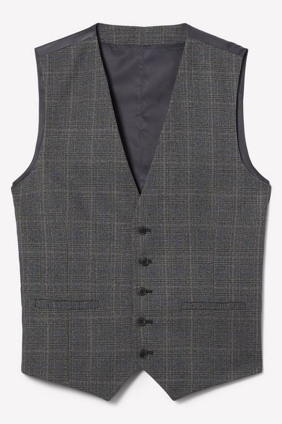 Burton Slim Grey Blue Highlight Check Waistcoat 6
