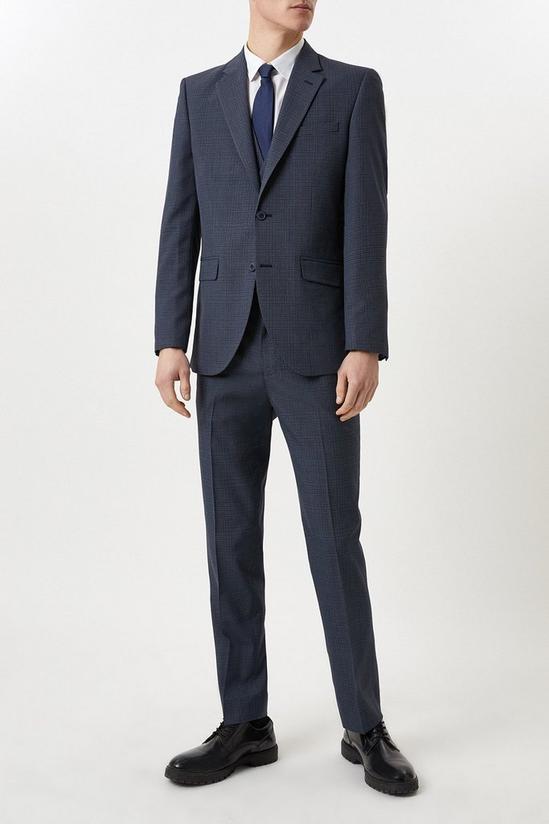 Burton Tailored Fit Navy Overcheck Suit Trousers 1