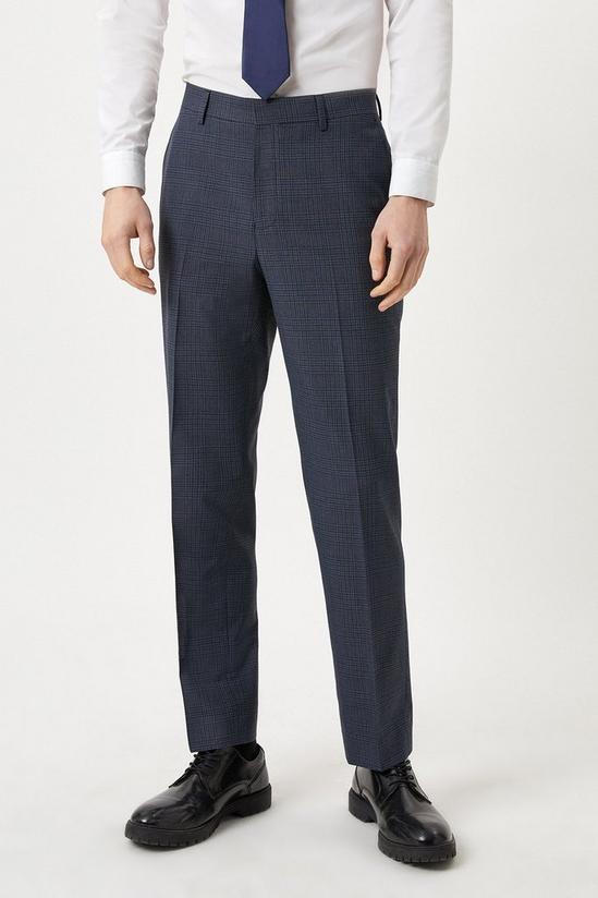 Burton Tailored Fit Navy Overcheck Suit Trousers 2
