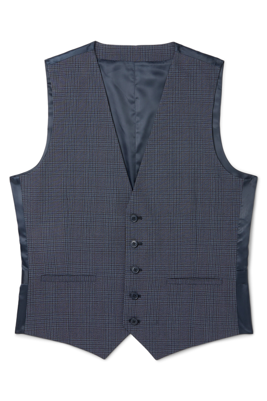 Burton Slim Fit Navy Overcheck Waistcoat 4