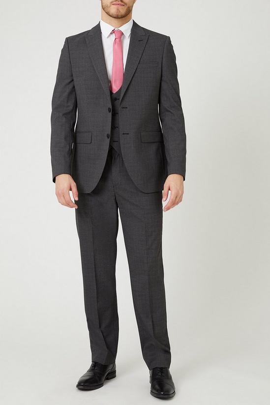 Burton Tailored Fit Charcoal Semi Plain Suit Trouser 2