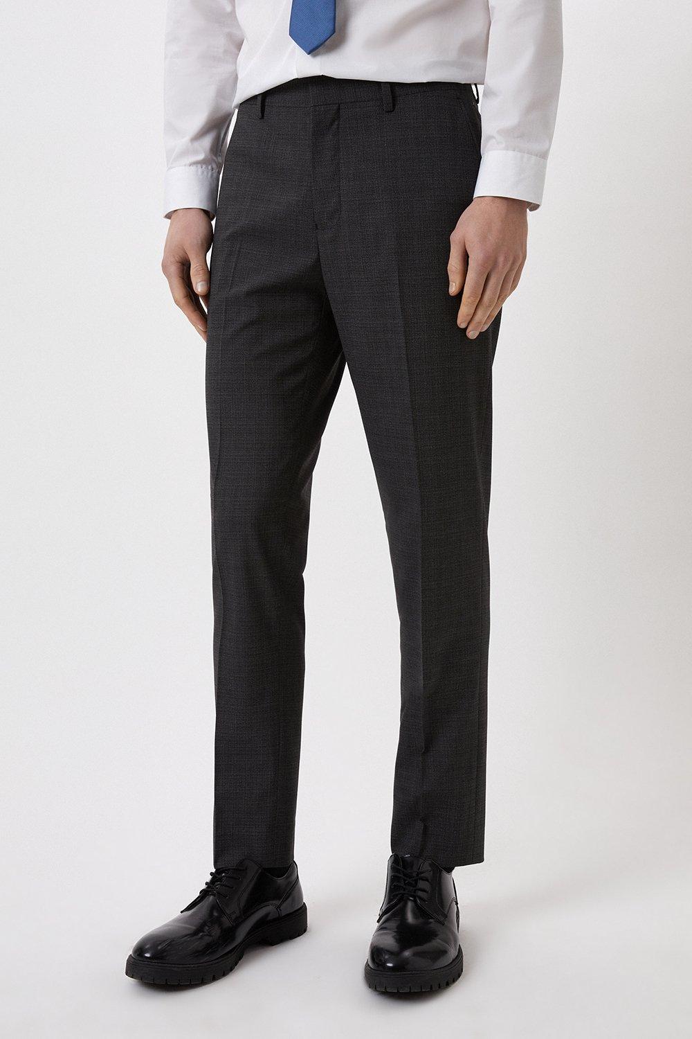 Suits | Slim Fit Charcoal Semi Plain Suit Trousers | Burton