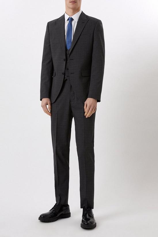 Burton Slim Fit Charcoal Semi Plain Suit Trousers 2