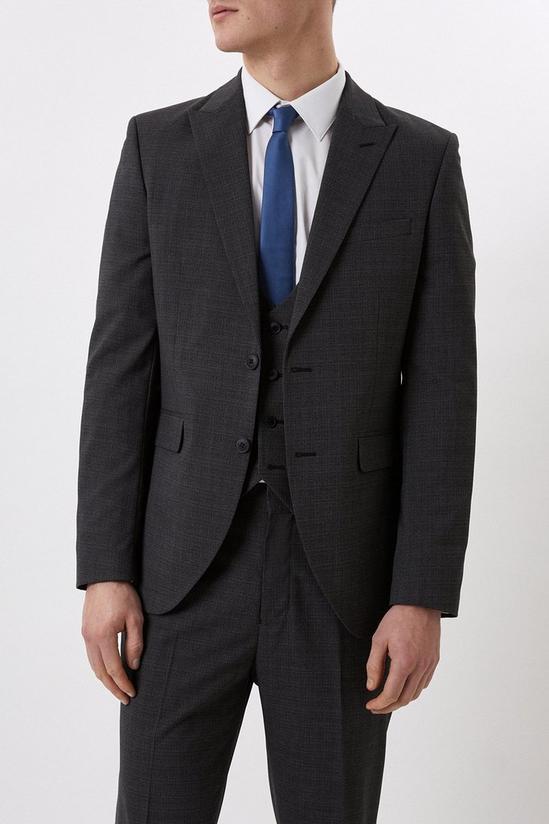 Burton Slim Fit Charcoal Semi Plain Suit Jacket 1