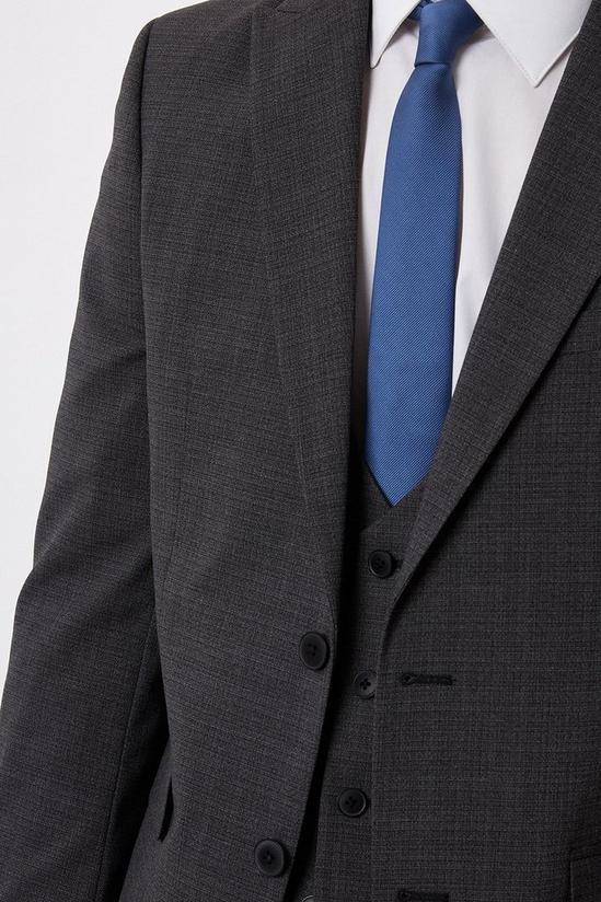 Burton Slim Fit Charcoal Semi Plain Suit Jacket 4