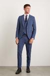 Burton Skinny Fit Blue Semi Plain Suit Trousers thumbnail 1